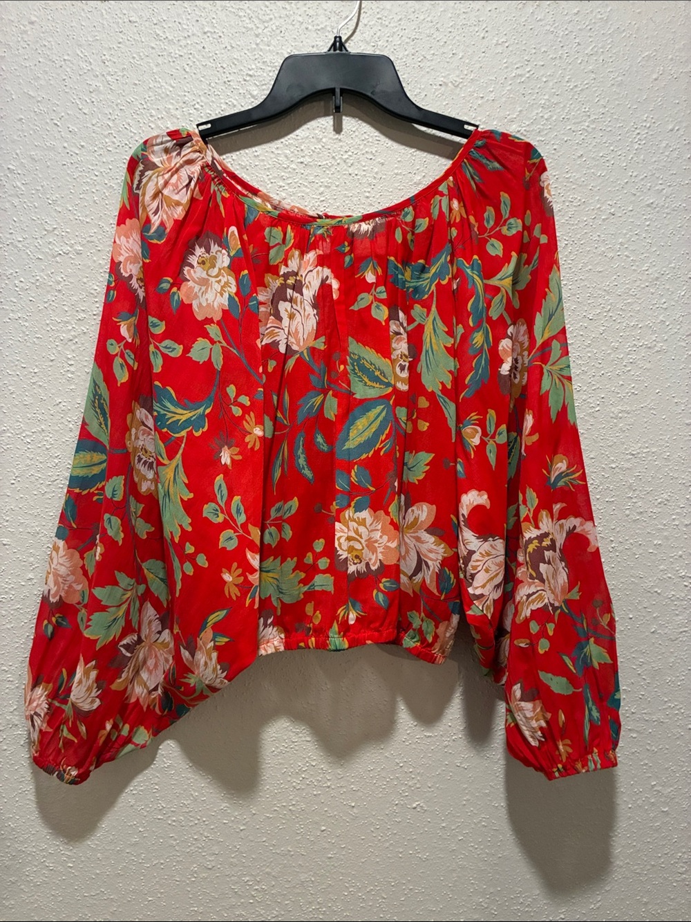 Maeve Red Floral Peasant Blouse